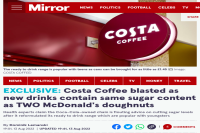 COSTA Coffee is questioned?! All because of constantly increasing the sugar content of coffee products!