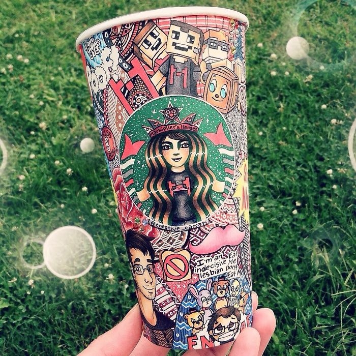 Creative cartoons on Starbucks coffee cups: which one do you like?