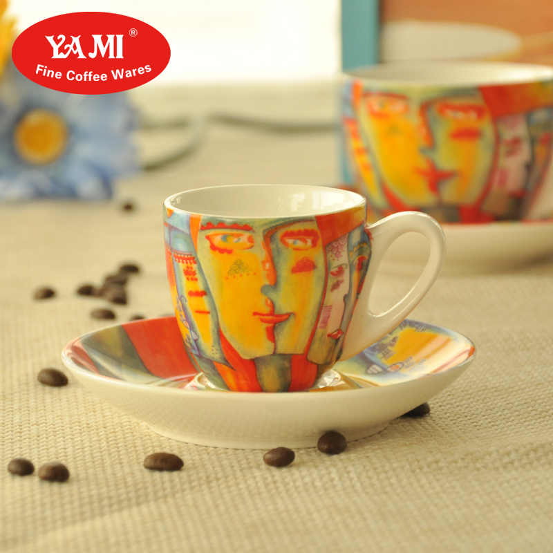 Coffee brewing utensils YAMI brand introduction: YAMI coffee cup saucer oil painting series coffee cup Italian