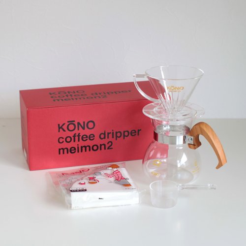 Coffee brewing utensils Kono brand introduction: KONO wooden handle coffee pot set group 2 people use cherry wood