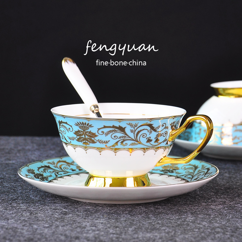 Coffee cup creative design: European British coffee cup Phnom Penh bone porcelain coffee cup saucer flower teacup