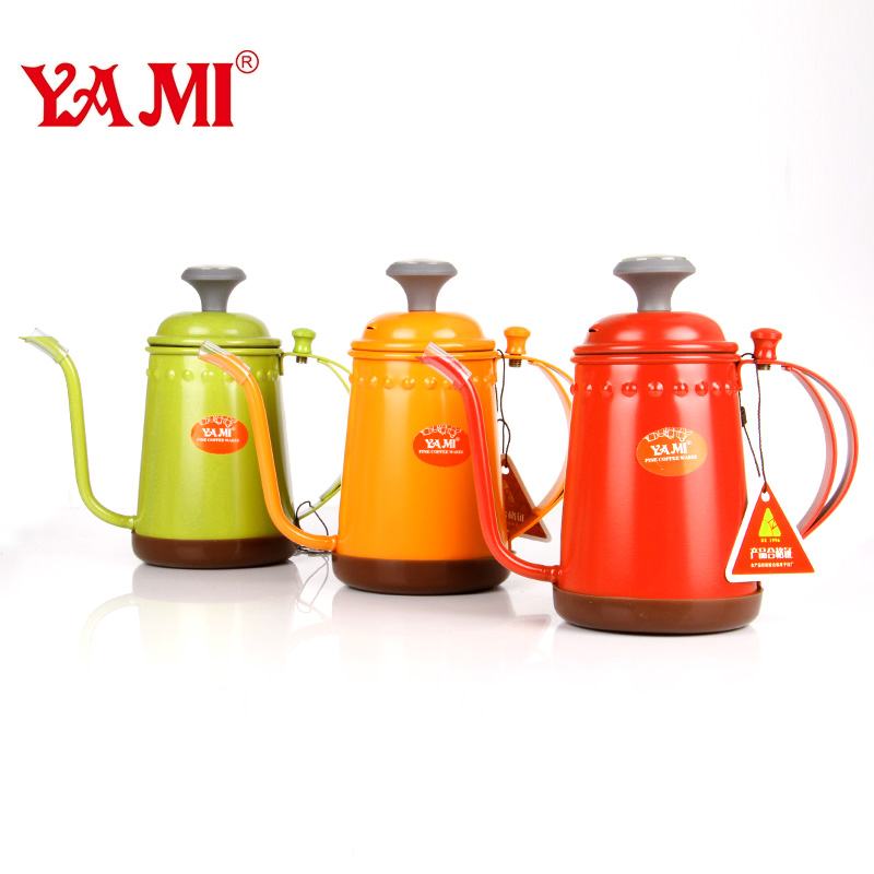 YAMI brand coffee brewing utensils: YAMI hand coffee fine mouth pot stainless steel belt thermometer temperature control