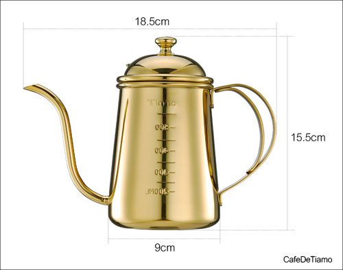 Tiamo brand coffee brewing utensils: Tiamo rose gold titanium hand brewing coffee pot 700ml