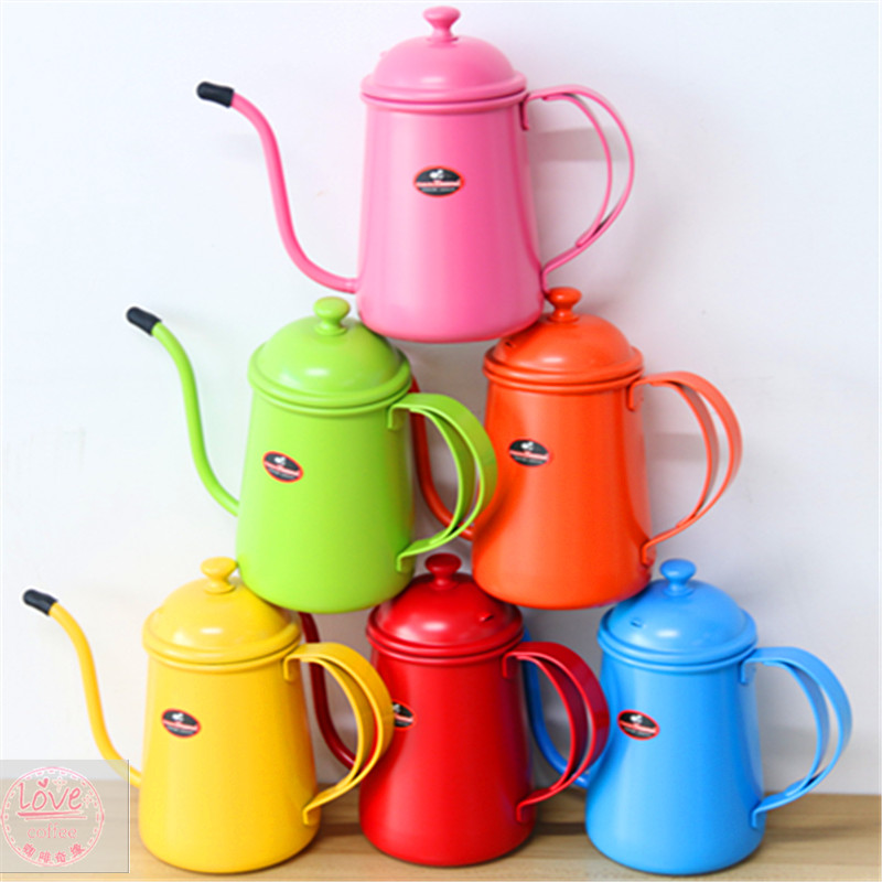Introduction of hand coffee utensils: TIAMO colorful stainless steel hand punch pot fine pot coffee pot 0.7L