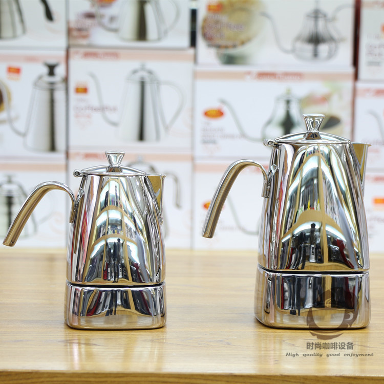 Taiwan TIAMO coffee utensils brand: mocha pot is made of stainless steel bright Italian coffee pot