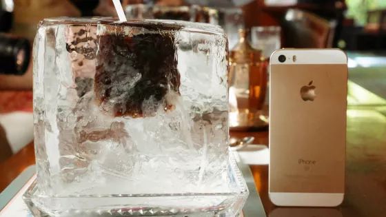 Cube ice cubes bigger than iPhone, so this is authentic Japanese iced coffee!