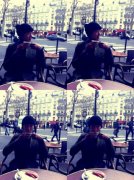 2AM Zhao Quan enjoys leisure time in French open-air cafe
