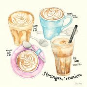 Coffee and snacks. Watercolor illustration works