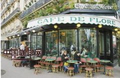 The oldest famous cafe in Paris, the God of Flowers.