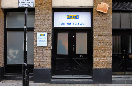 Ikea London Cafe opens for breakfast in bed in the morning.