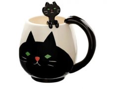 Design a very lovely black cat coffee cup creative coffee cup