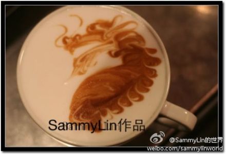 SammyLin圈围法咖啡拉花艺术:龙