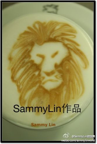 SammyLin圈围法咖啡拉花艺术:狮子