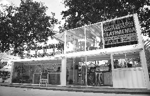 Container becomes cafe after 90 designers really know how to play