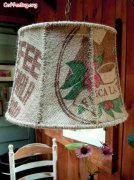 You can make a lamp shade with coffee bean sacks in any shape you want.