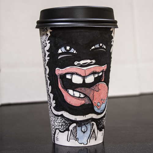 手绘咖啡纸杯 街头嘻哈风格 Miguel Cardona’s Must-See Coffee Cup Art