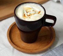 Winter coffee shop recommends hot coffee drink caramel mocha coffee