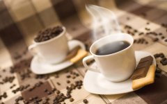 Several people who drink coffee remind who should not drink coffee, strong coffee, healthy fresh milk coffee beans.