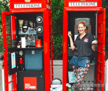 Creative cafe British red telephone booth has been converted into a coffee shop
