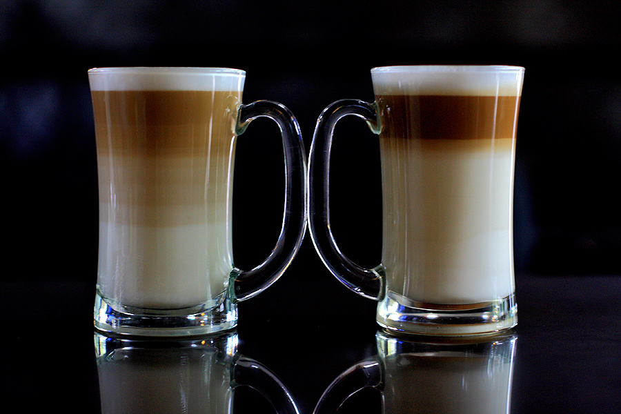 Coffee drinks CappuccinoMugaccino double espresso espresso with coffee beans