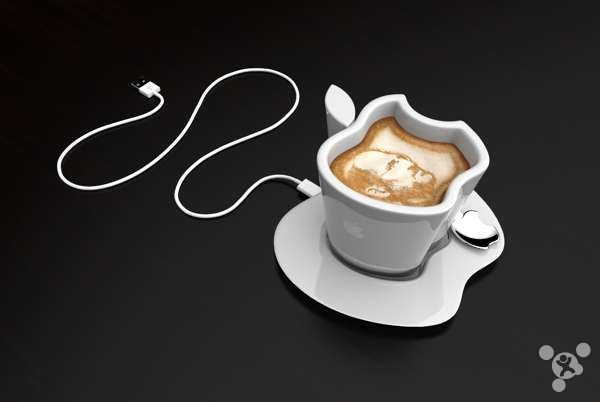 Apple iCup Concept Coffee Mug Lighting Line Heating Coffee