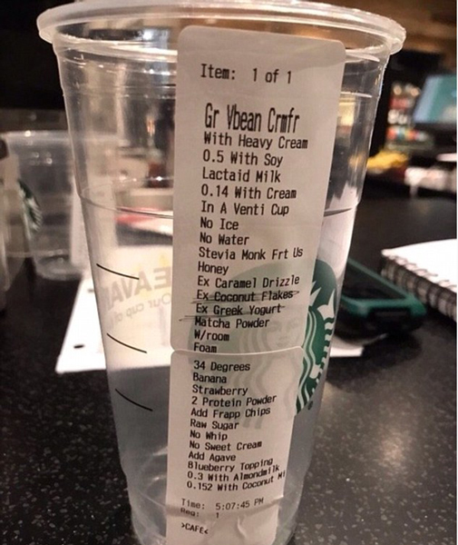 The American coffee shop revealed that there are 27 requests for ordering a drink with the most complex order in history.