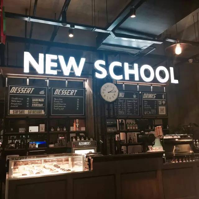 NEW SCHOOL, a cool tattoo cafe.