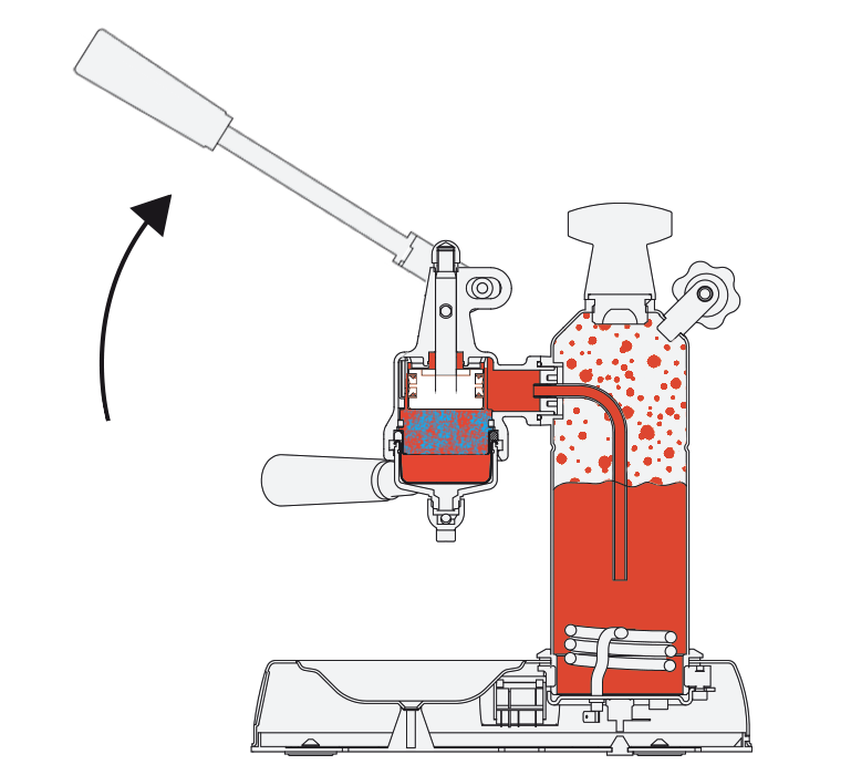 內置大型鍋爐，拉起把手時能將熱水與適度的冷水混和，對磨好的咖啡粉餅進行預浸。預浸咖啡粉餅是水與蒸汽的混合物，以低於3bar的壓力流入，預浸時，咖啡粉餅呈現柔軟的物理狀態。