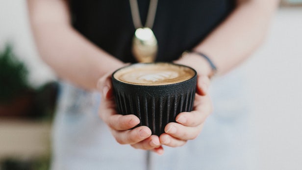 These coffee cups are made from discarded coffee bean shells