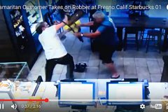 California robbers robbed Starbucks with guns and knives, but white-haired old men subdued.