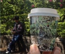 Manual 360-degree panorama, Tokyo street essay on coffee paper cups