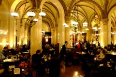 I'm not in the cafe. I'm on my way to the cafe-- the Central Cafe in Vienna.